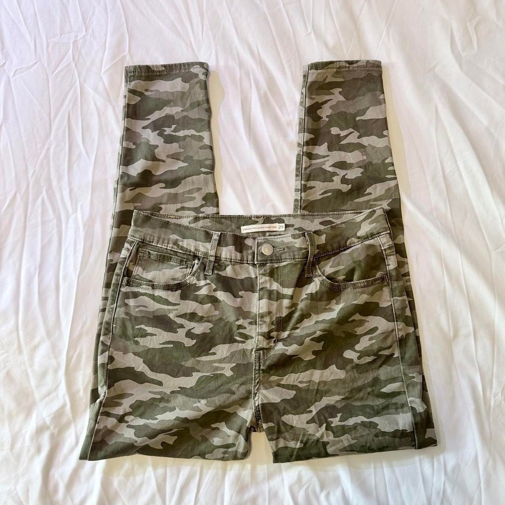 Levis 720 High Rise Super Skinny Crop Camo Pants Green Y2K 29
